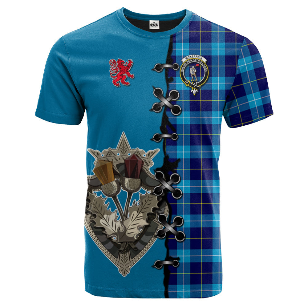 scottish-mckerrell-clan-crest-tartan-lion-rampant-and-celtic-thistle-t-shirt
