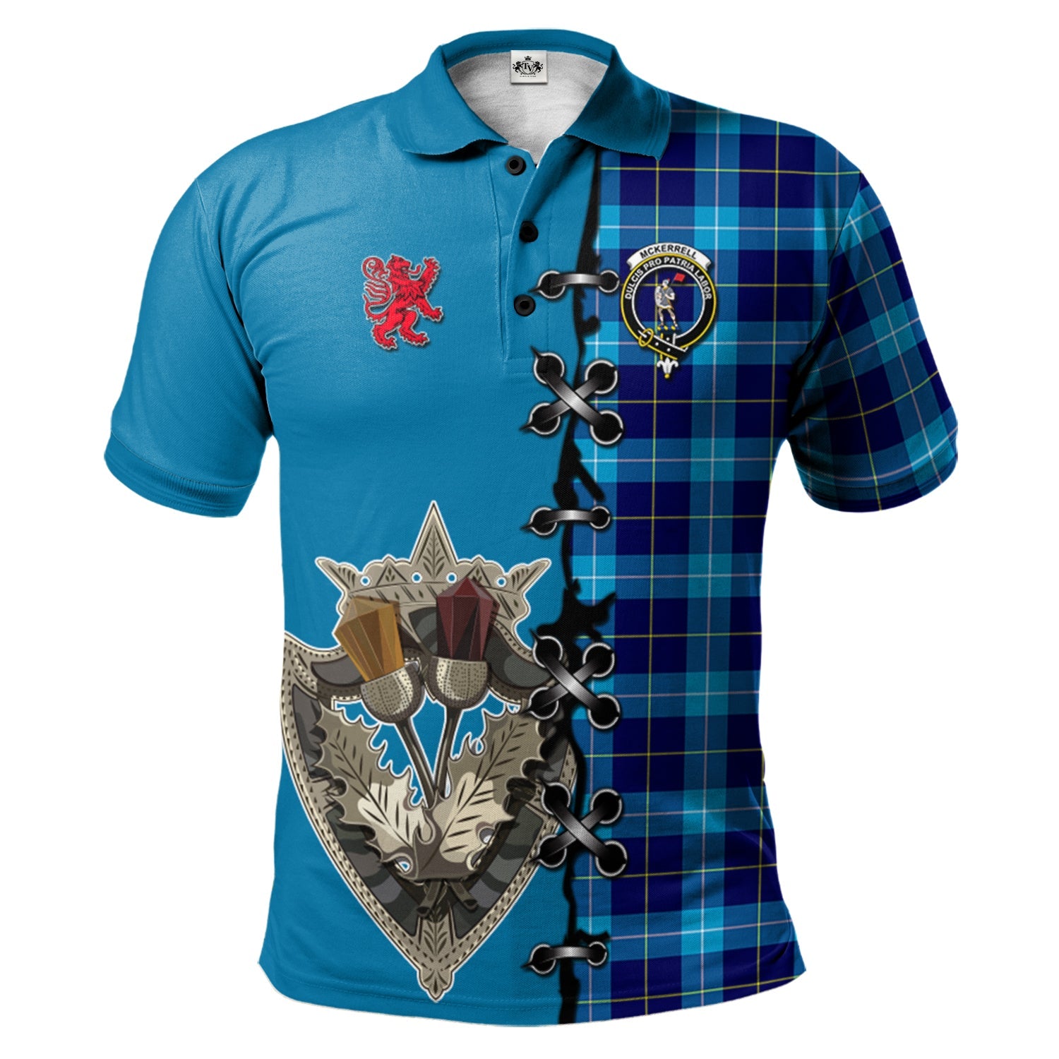 scottish-mckerrell-clan-crest-tartan-lion-rampant-and-celtic-thistle-polo-shirt