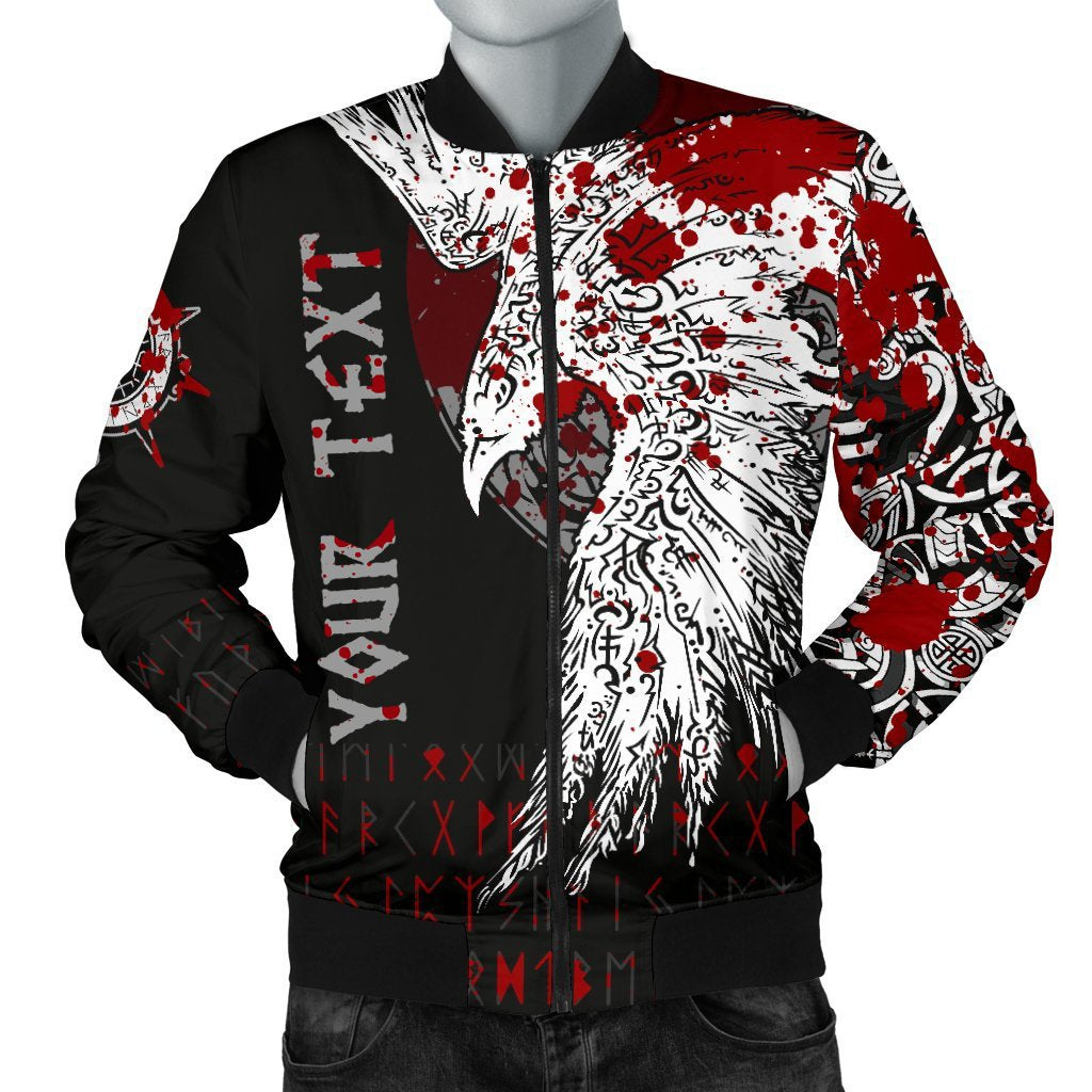 Custom Viking Men's Bomber Jacket - Mystical Raven Tattoo Blood RLT12 - Wonder Print Shop