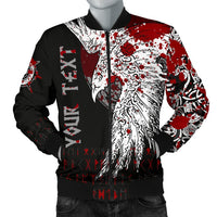 Custom Viking Men's Bomber Jacket - Mystical Raven Tattoo Blood RLT12 - Wonder Print Shop
