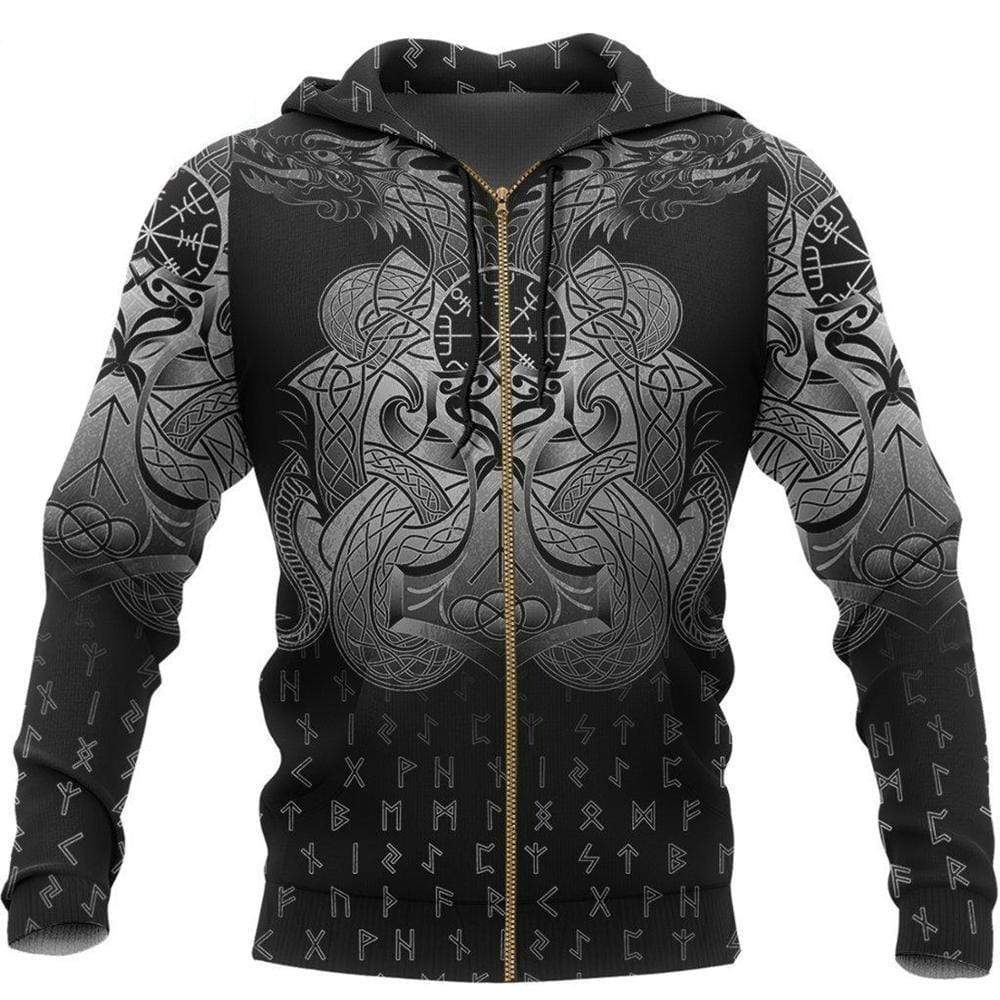 Viking Clothing Mjolnir and Dragon Hoodie RLT12 - Wonder Print Shop