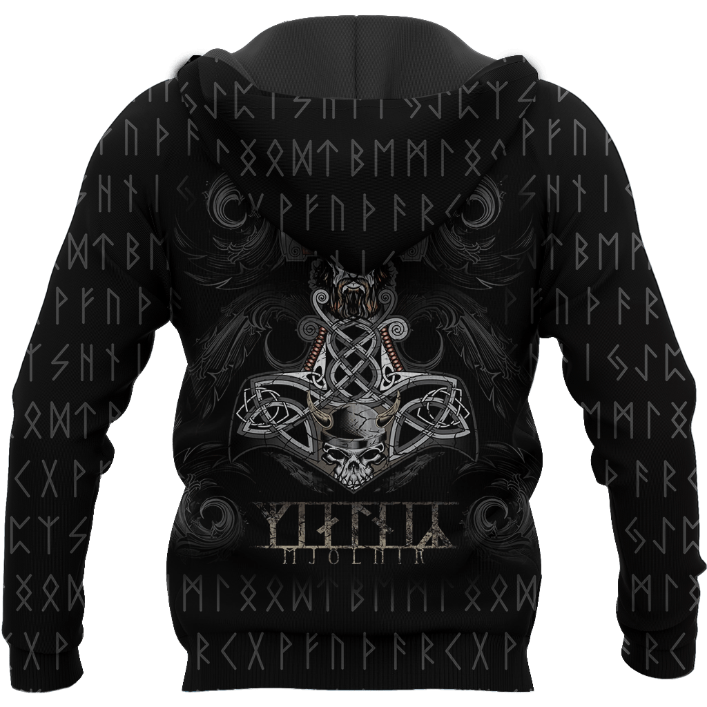 Viking Clothing Mjolnir and Skull Hoodie RLT12 - Wonder Print Shop