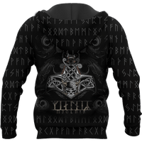 Viking Clothing Mjolnir and Skull Hoodie RLT12 - Wonder Print Shop