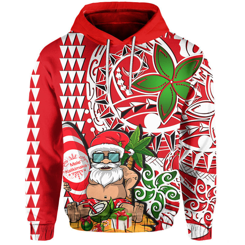 Hawaii Mele Kalikimaka Santa Claus Beach Hoodie LT6 - Wonder Print Shop