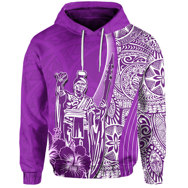 Hawaiian King Kamehameha Hoodie Vibe Purple Style LT6 - Wonder Print Shop