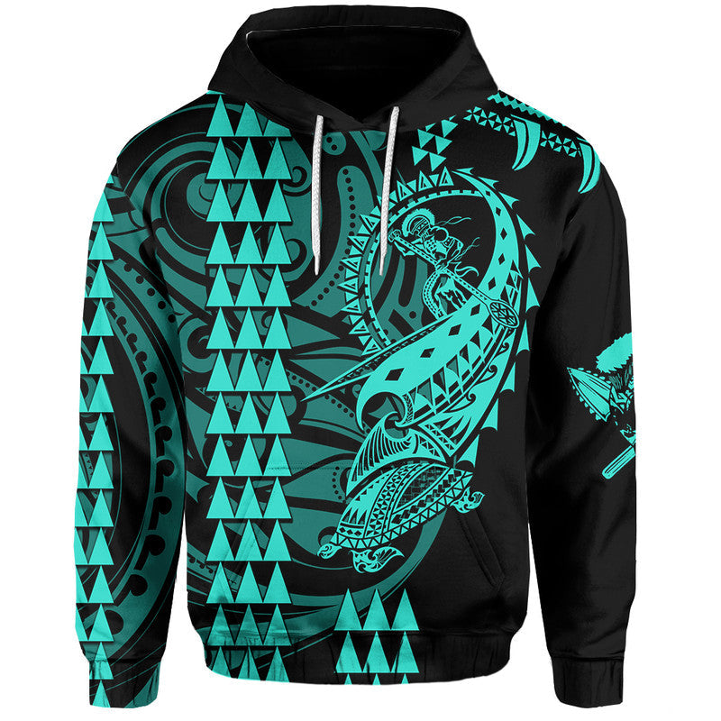 Custom Hawaii Polynesian Warrior Kakau Hoodie Green LT6 - Wonder Print Shop