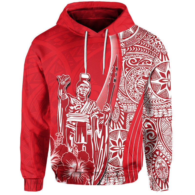 Hawaiian King Kamehameha Hoodie Vibe Red Style LT6 - Wonder Print Shop