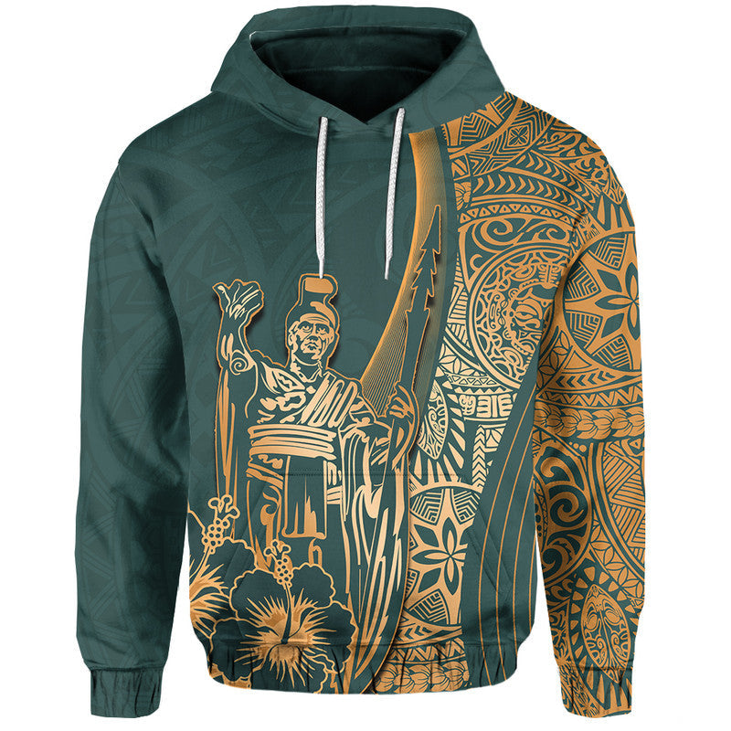 Hawaiian King Kamehameha Hoodie Vibe Green Style LT6 - Wonder Print Shop