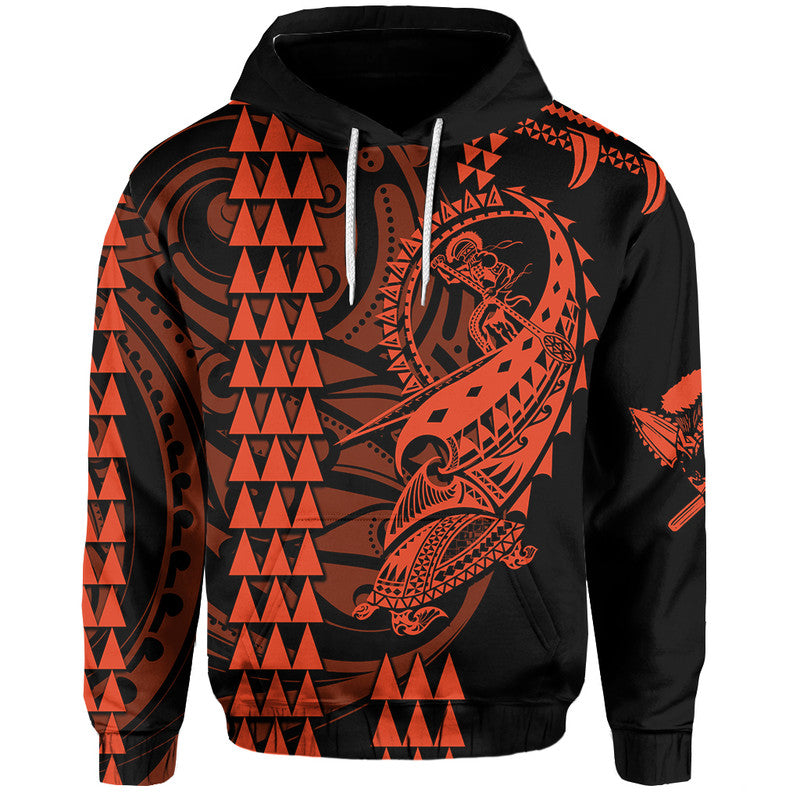 Custom Hawaii Polynesian Warrior Kakau Hoodie Orange LT6 - Wonder Print Shop