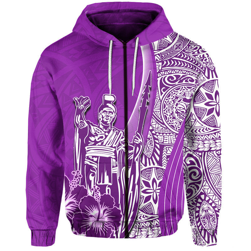 Hawaiian King Kamehameha Hoodie Vibe Purple Style LT6 - Wonder Print Shop