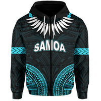 Custom Personalised Samoa Ula Nifo Tribal Hoodie Blue Style LT6 - Wonder Print Shop