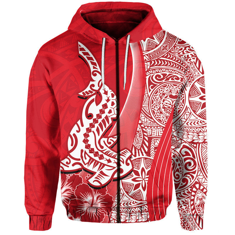 Hawaiian Shark Polynesian Hoodie Vibe Red Style LT6 - Wonder Print Shop