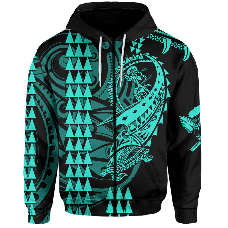 Custom Hawaii Polynesian Warrior Kakau Hoodie Green LT6 - Wonder Print Shop
