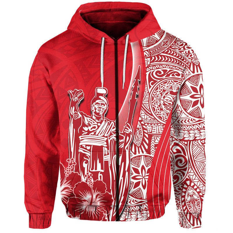 Hawaiian King Kamehameha Hoodie Vibe Red Style LT6 - Wonder Print Shop
