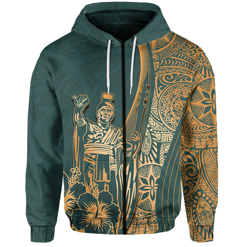 Hawaiian King Kamehameha Hoodie Vibe Green Style LT6 - Wonder Print Shop