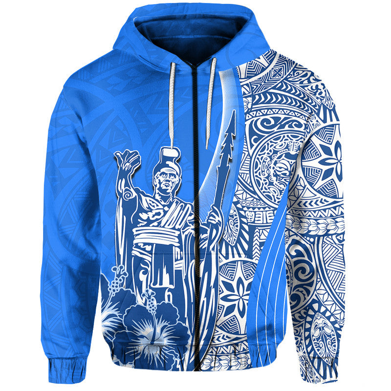 Hawaiian King Kamehameha Hoodie Vibe Blue Style LT6 - Wonder Print Shop