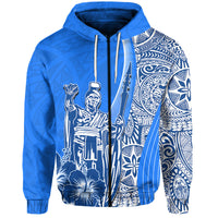 Hawaiian King Kamehameha Hoodie Vibe Blue Style LT6 - Wonder Print Shop