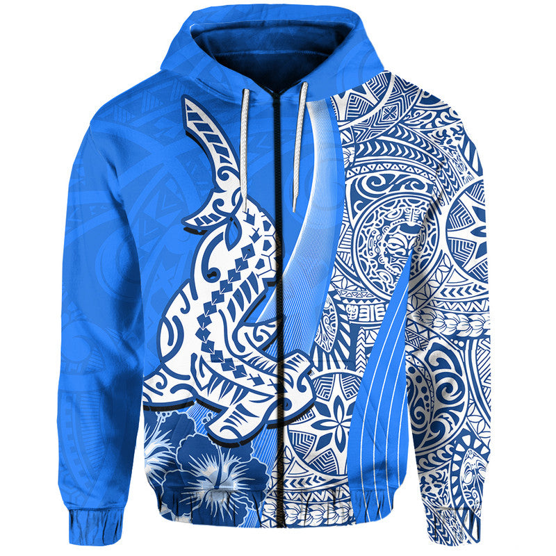 Hawaiian Shark Polynesian Hoodie Vibe Blue Style LT6 - Wonder Print Shop
