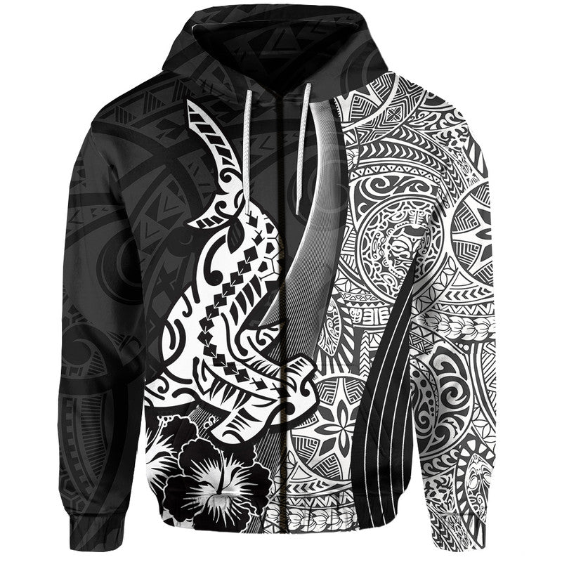 Hawaiian Shark Polynesian Hoodie Vibe Black Style LT6 - Wonder Print Shop