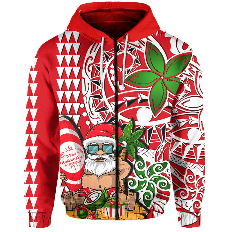 Hawaii Mele Kalikimaka Santa Claus Beach Hoodie LT6 - Wonder Print Shop