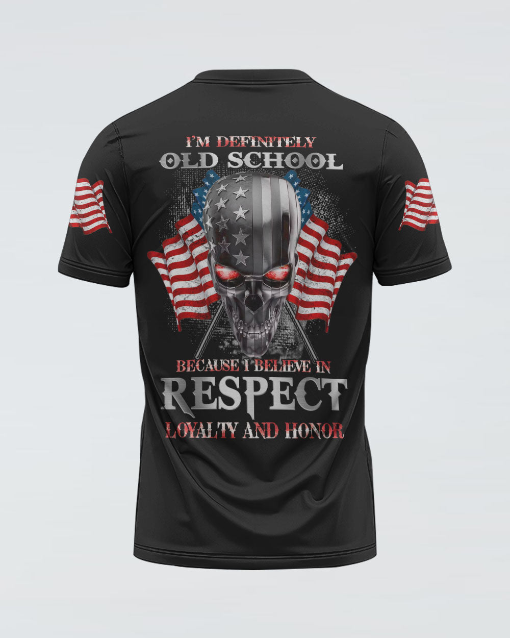 I Believe In Respect Metal Skull Flag Mens Patriotic T Shirt - Wonder Print Shop