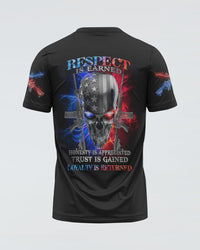 Respect Is Earned Metal Skull Men's Patriotic T Shirt - Wonder Print Shop