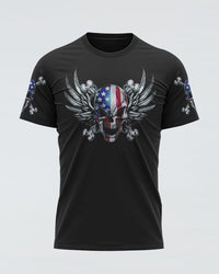 America Live It Love It Wings Skull Mens Patriotic T Shirt - Wonder Print Shop