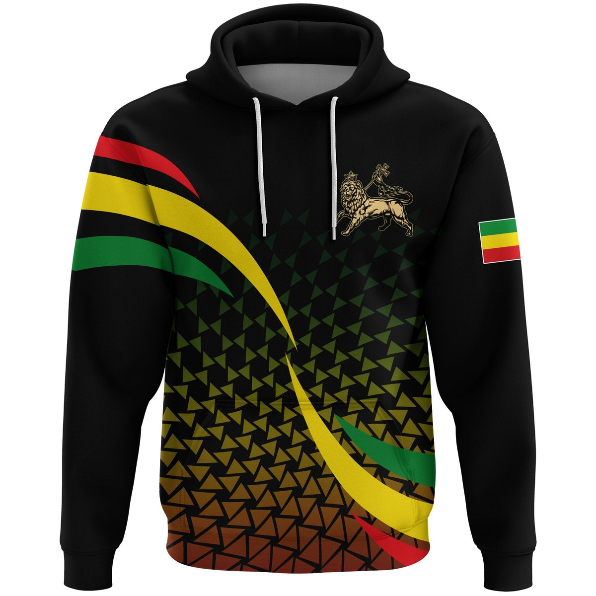 Ethiopia Hoodie, Ethiopia Rasta Lion Black - Wonder Print Shop