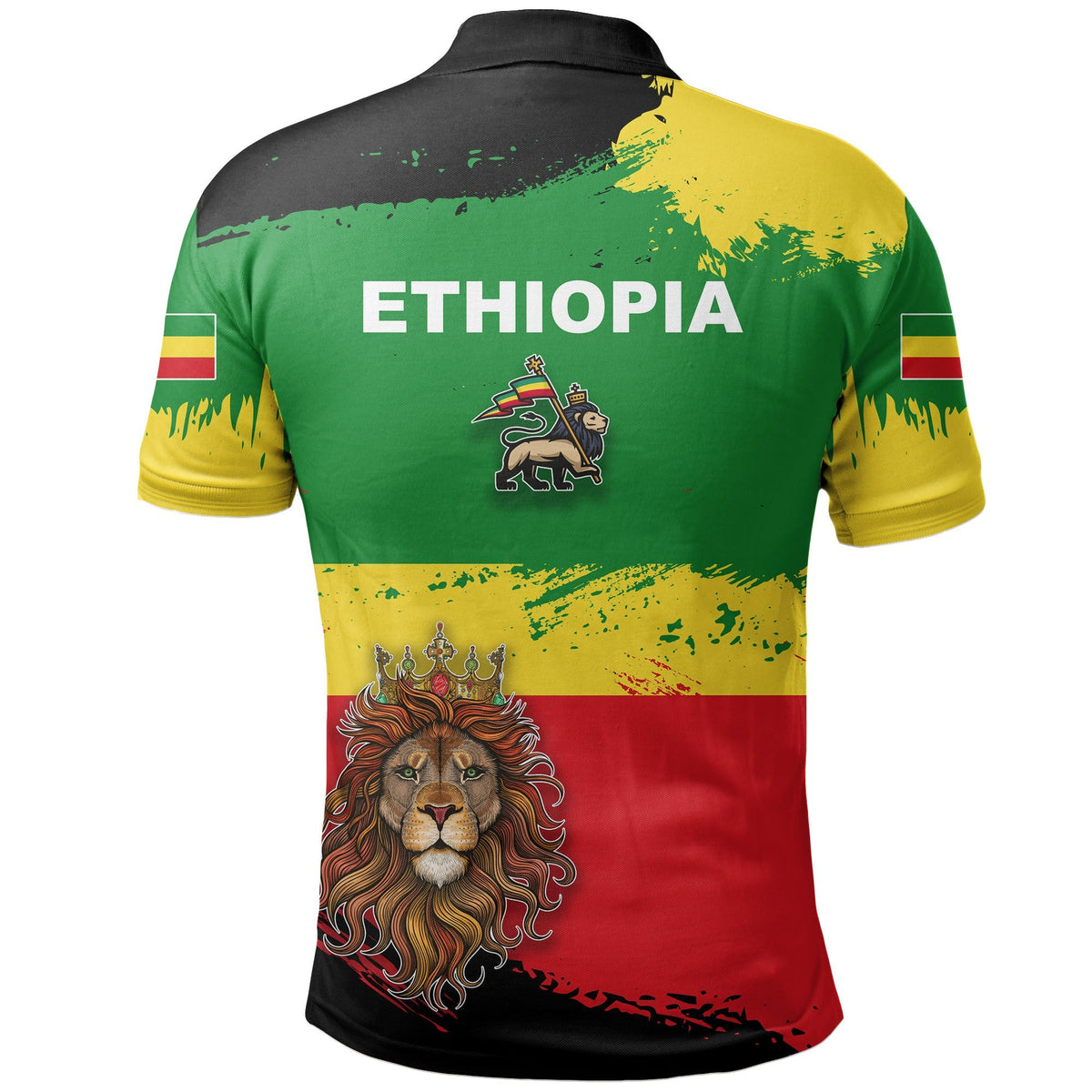 Ethiopia Polo Shirt Ethiopia Flag Brush - Wonder Print Shop