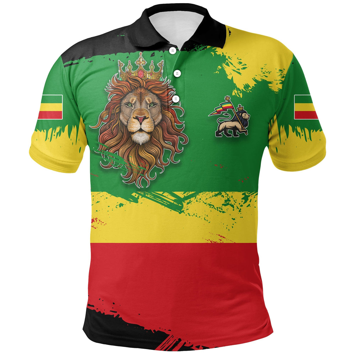 Ethiopia Polo Shirt Ethiopia Flag Brush - Wonder Print Shop