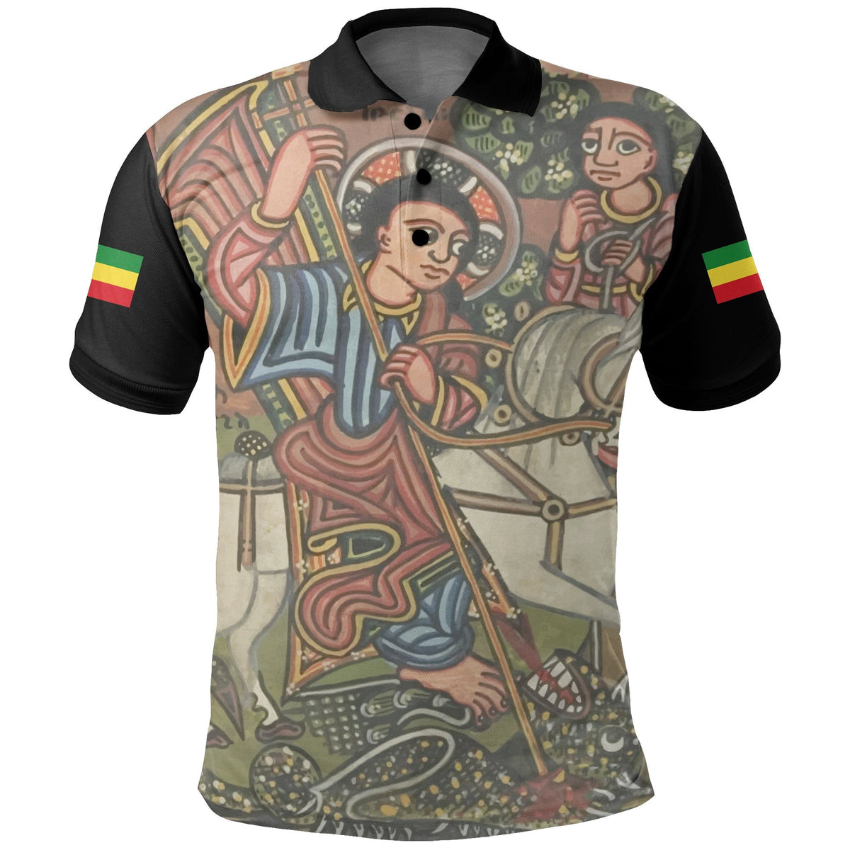 Ethiopia Polo Shirt, Ethiopian Biblical Manuscript - Wonder Print Shop