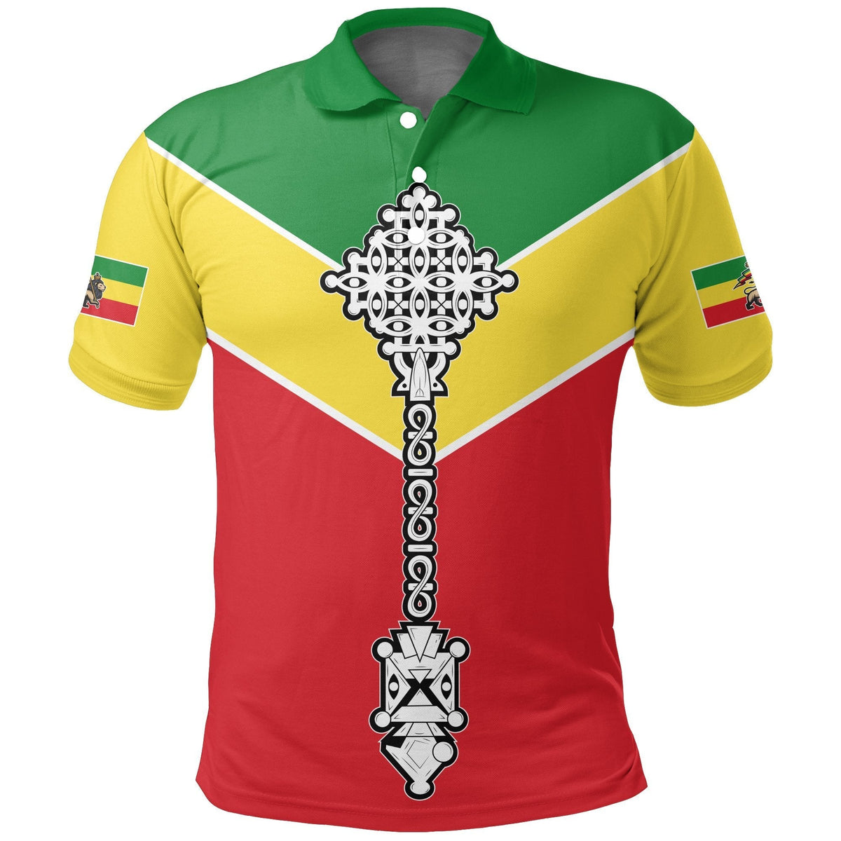 Ethiopian Polo Shirt, Ethiopia Rising Coptic Cross Lion - Wonder Print Shop