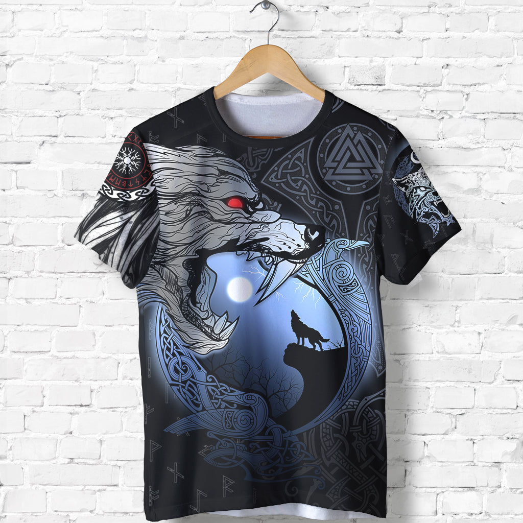 Viking T Shirt Fenrir and Moon RLT12 - Wonder Print Shop