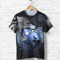 Viking T Shirt Fenrir and Moon RLT12 - Wonder Print Shop
