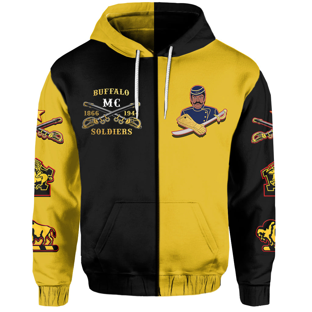 Buffalo Soldiers Hoodie Black Gold Style LT6 - Wonder Print Shop