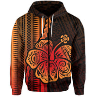 Custom Polynesian Hibiscus Zip Hoodie Hawaiian Style No.1 LT6 - Wonder Print Shop