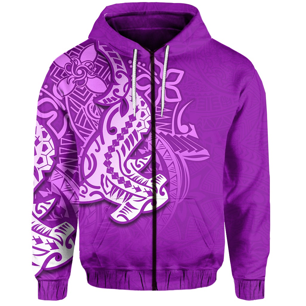 custom-personalised-hammerhead-shark-zip-hoodie-polynesian-purple-style