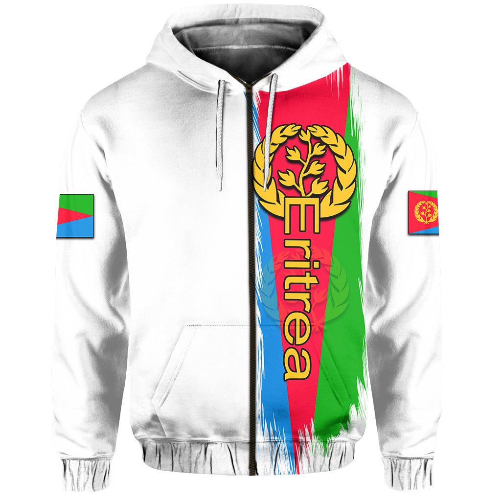 Custom Eritrea Zip Hoodie White Style LT6 - Wonder Print Shop