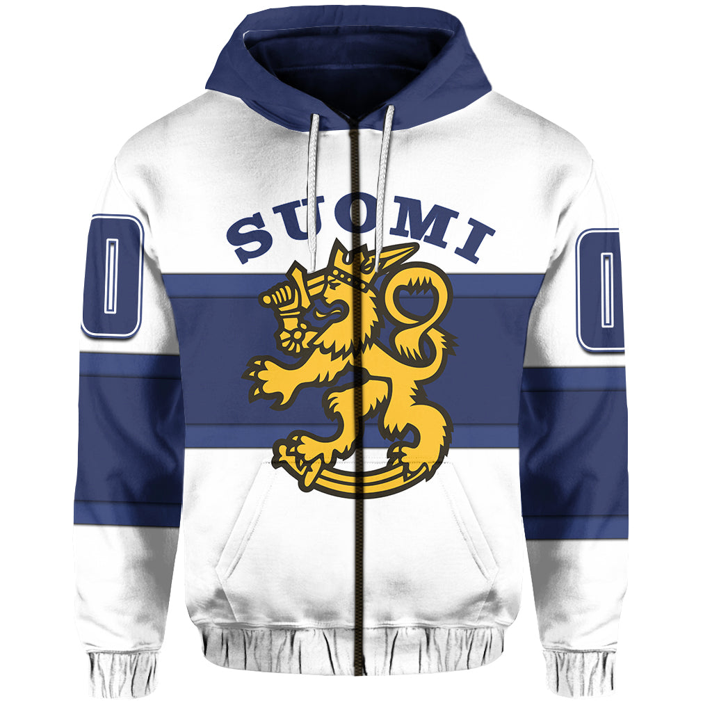 Custom Finland Hockey Suomi Hoodie White LT6 - Wonder Print Shop