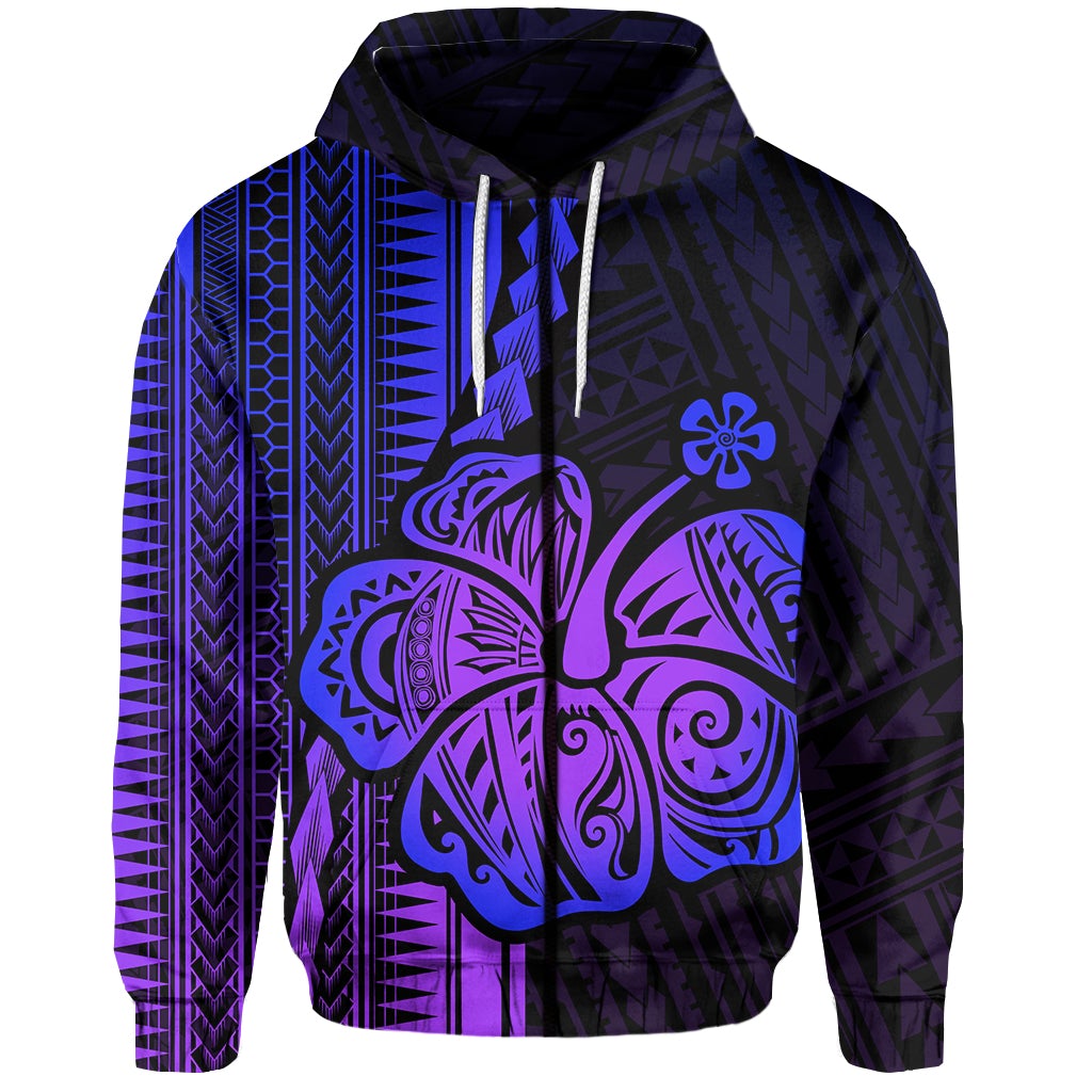 Custom Polynesian Hibiscus Zip Hoodie Hawaiian Style No.3 LT6 - Wonder Print Shop