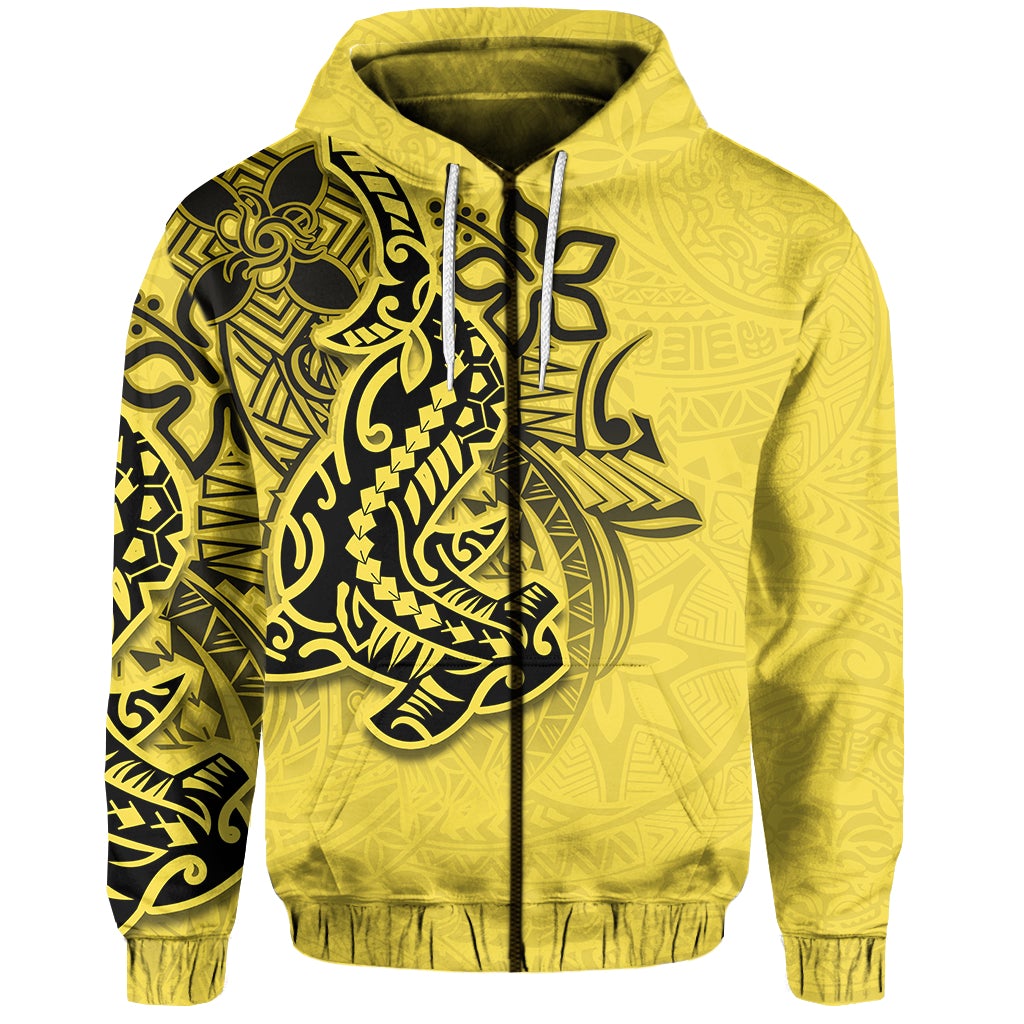 custom-personalised-hammerhead-shark-zip-hoodie-polynesian-yellow-style
