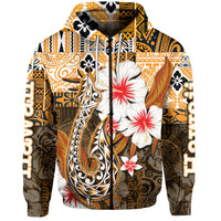 Custom Hawaii Fish Hook Zip Hoodie Orange Style LT6 - Wonder Print Shop