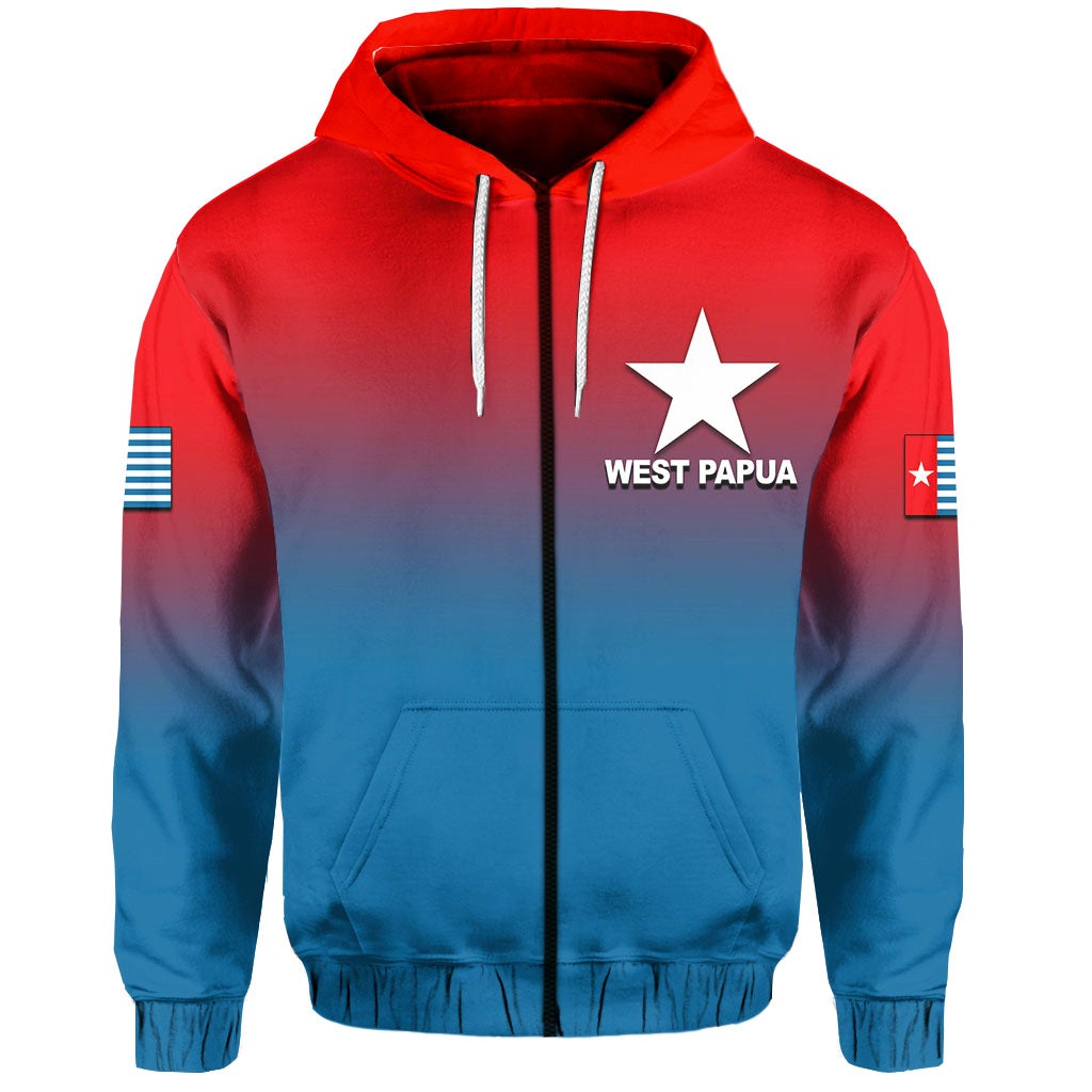 West Papua Zip Up Hoodie Flag Color Simple Style LT6 - Wonder Print Shop
