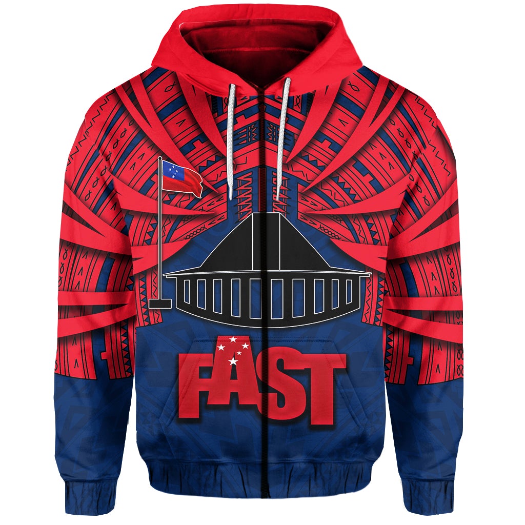 Custom Fast Samoa Zip Hoodie Samoa Tattoo Style LT6 - Wonder Print Shop