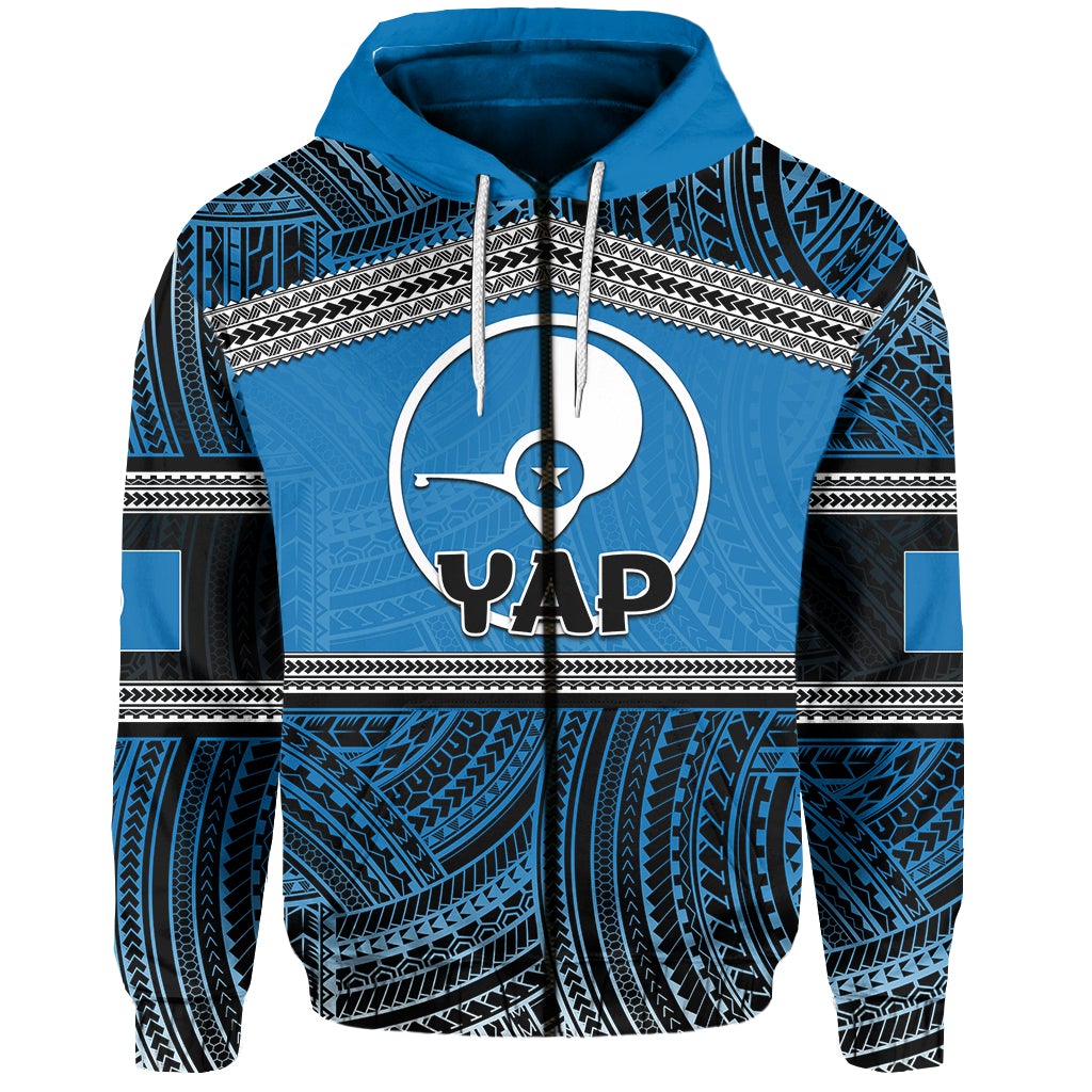 Custom Yap Zip Hoodie Polynesian Patterns LT6 - Wonder Print Shop