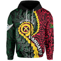 Custom Vanuatu Zip Hoodie Mix Maori Silver Fern LT6 - Wonder Print Shop