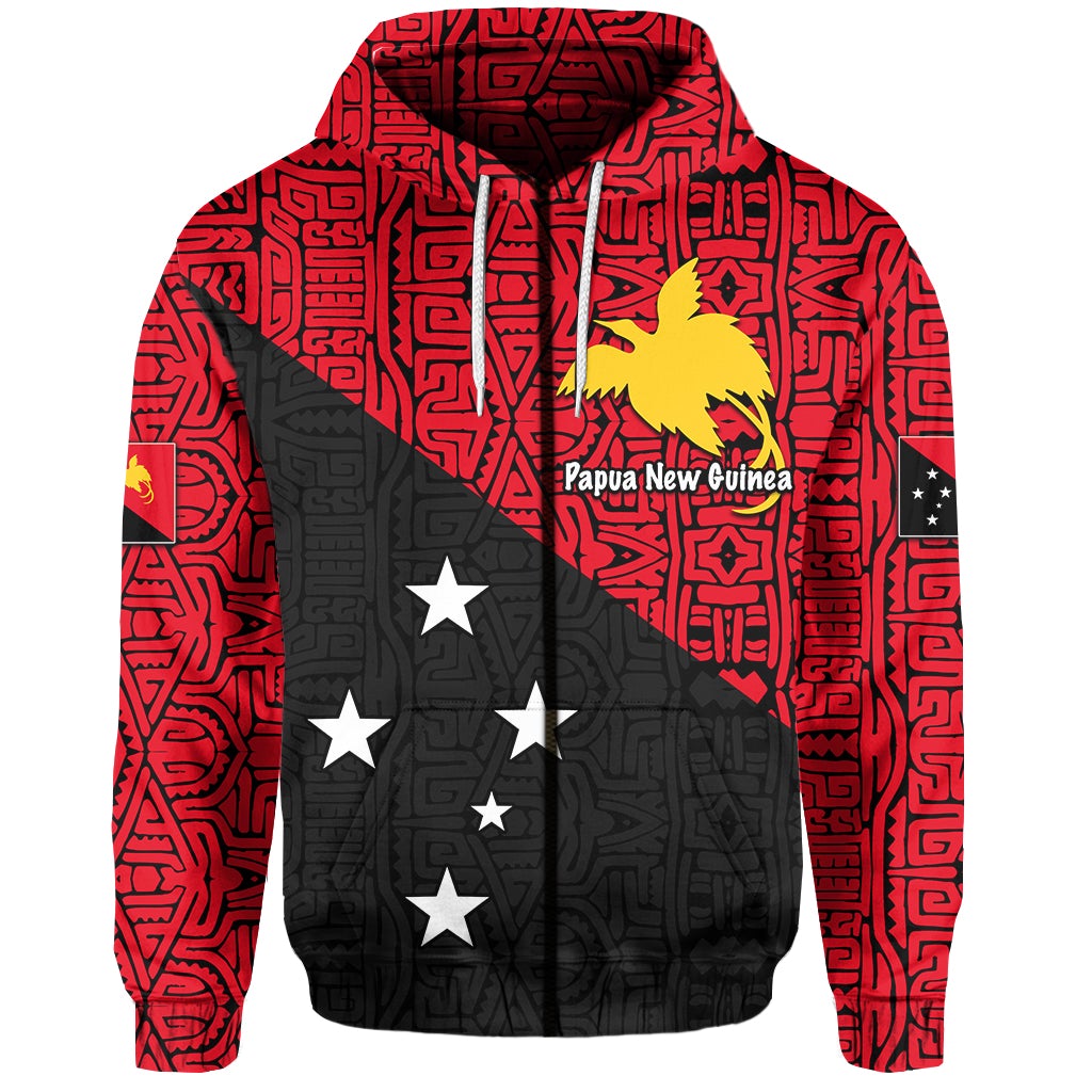 Custom Papua New Guinea Zip Hoodie Patterns With Flag LT6 - Wonder Print Shop