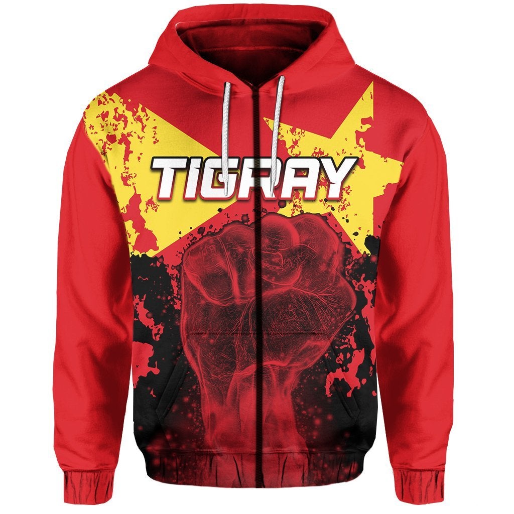 African Tigray Zip Hoodie Tigray Flag Clenched Hand LT6 - Wonder Print Shop