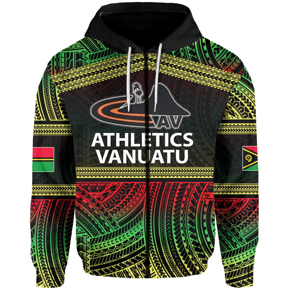 Custom Athletics Vanuatu Zip Hoodie Of Vanuatu Polynesian Patterns LT6 - Wonder Print Shop