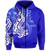 Custom Polynesian Zip Hoodie Hammerhead Shark LT6 - Wonder Print Shop